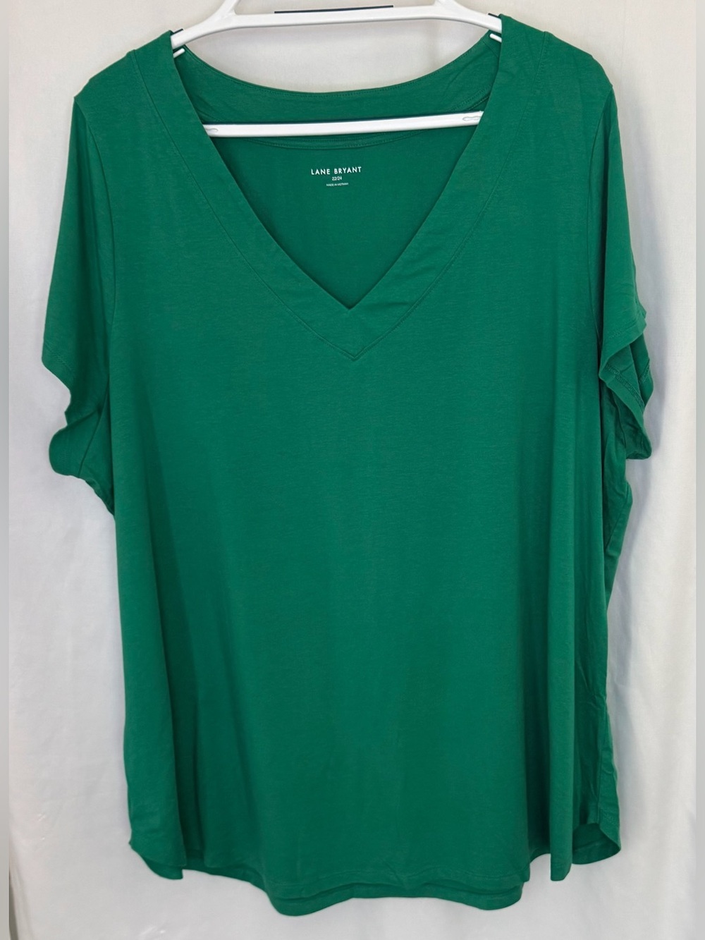 Lane Bryant Emerald Green V-Neck Short Sleeve Top size 22-24
